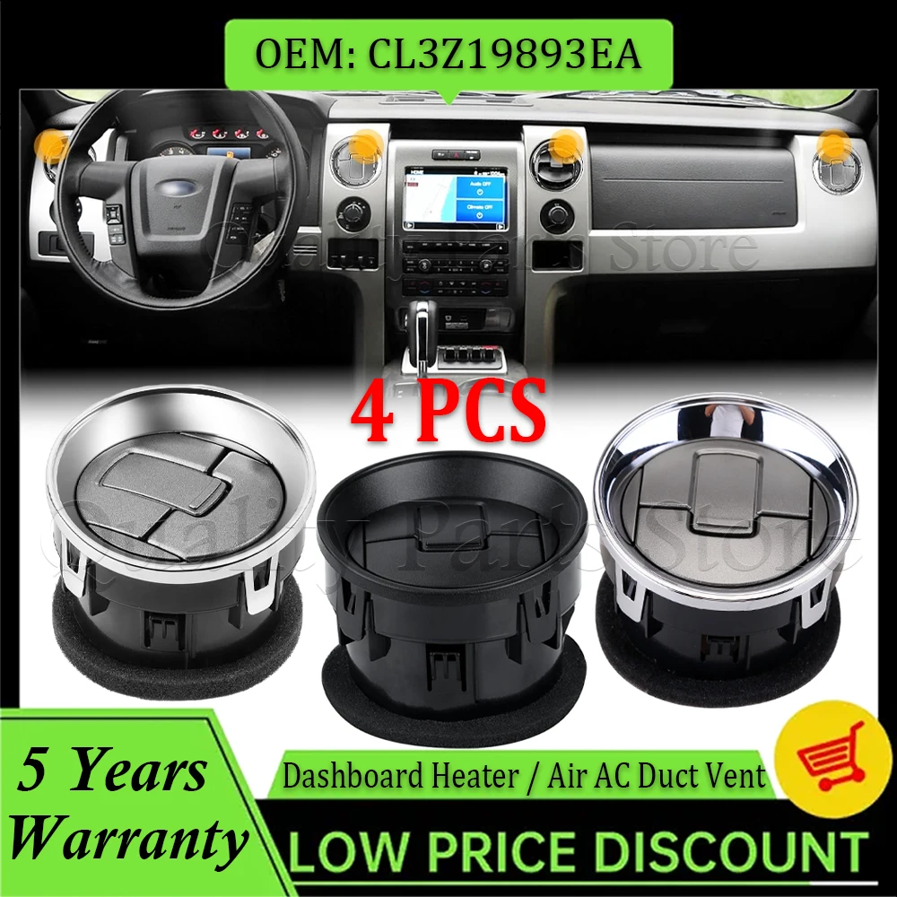 

4PCS Car Dashboard Heater Air Duct Vent Louvre A/C Heater Air Vent For Ford F150 2009-2014 CL3Z19893EA 9L3Z19893AA 9L3Z19893CA