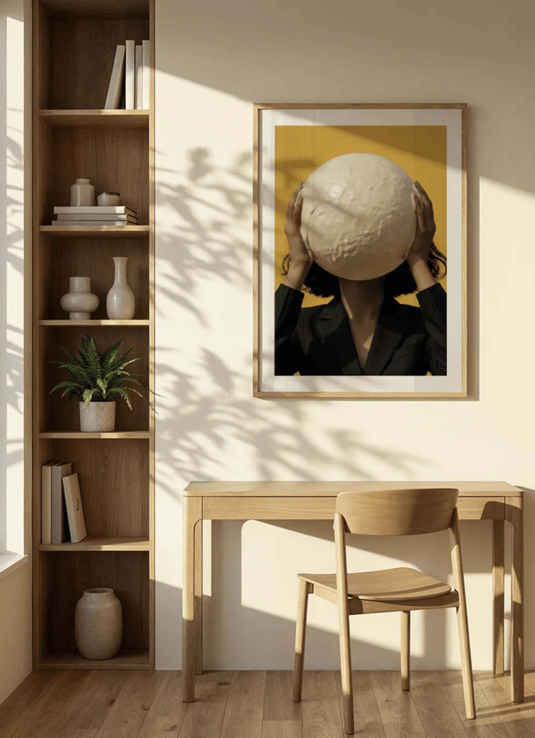 Wall Art Canvas Prints Posters Decor, Surreal Cream Sphere Portrait Print, Living Room Office Bedroom Cafe Wall Decor