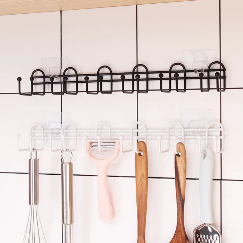 

Iron 6 Hooks Storage Shelf Wardrobe Cabinet Metal Under Shelves Mug Cup Hanger Bathroom Kitchen Organizer Hanging Rack Holder