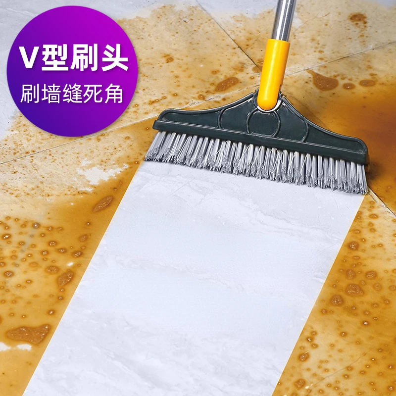 Household Cleaning Toilet Gap Silicone Scraper Bristle Brush Long Handle Corner Seam Floor Window Glass Wiper Tool V-shape욕실용품