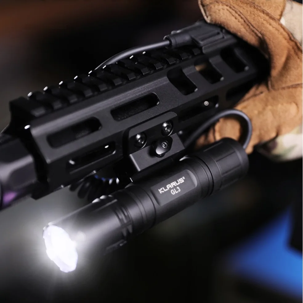 Klarus Rechargeable Tactical Flashlight 2100LM LED Torch with Removable Slide Rail Mount and Remote Switch for Hunting Camping