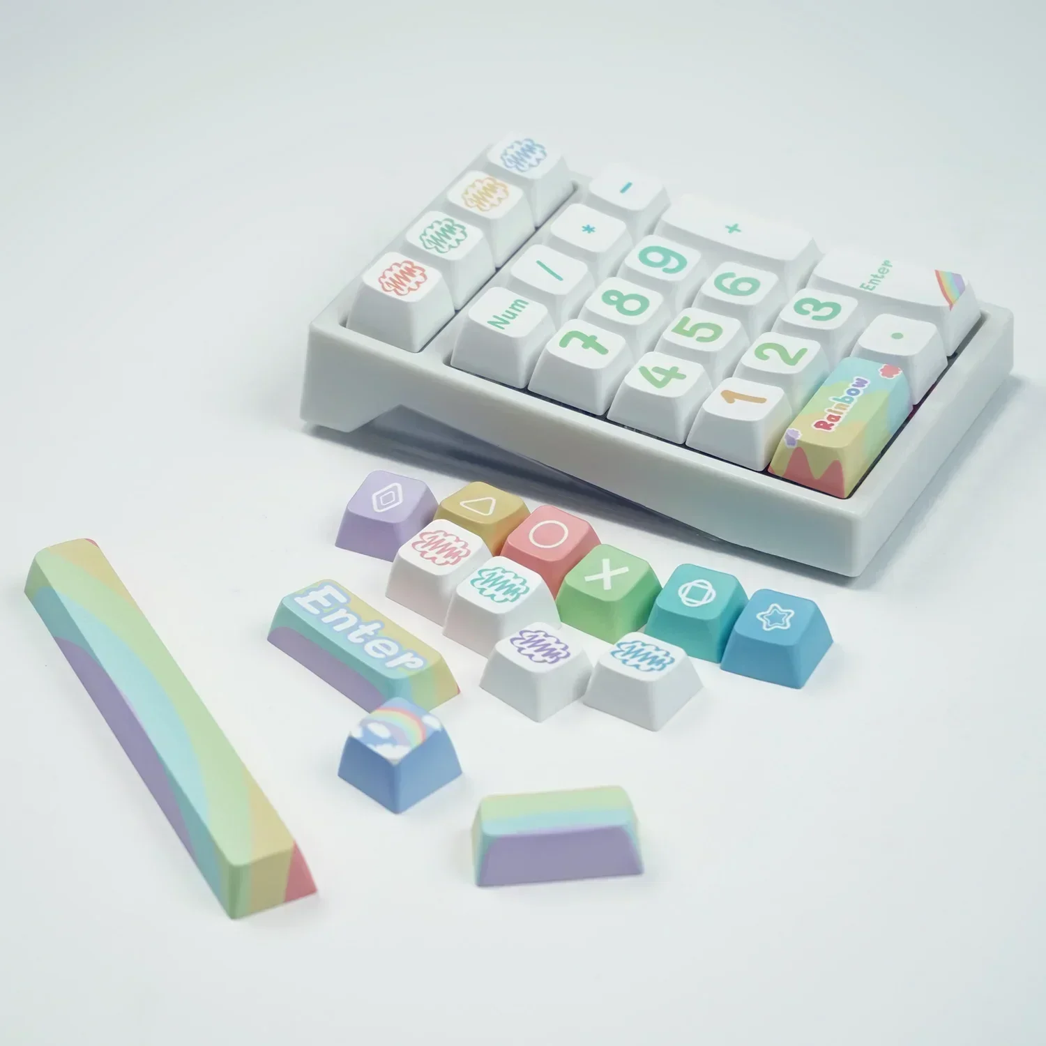 

125 key rainbow theme keycaps small full set of MDA height PBT material sublimation printing personalized creative keycaps