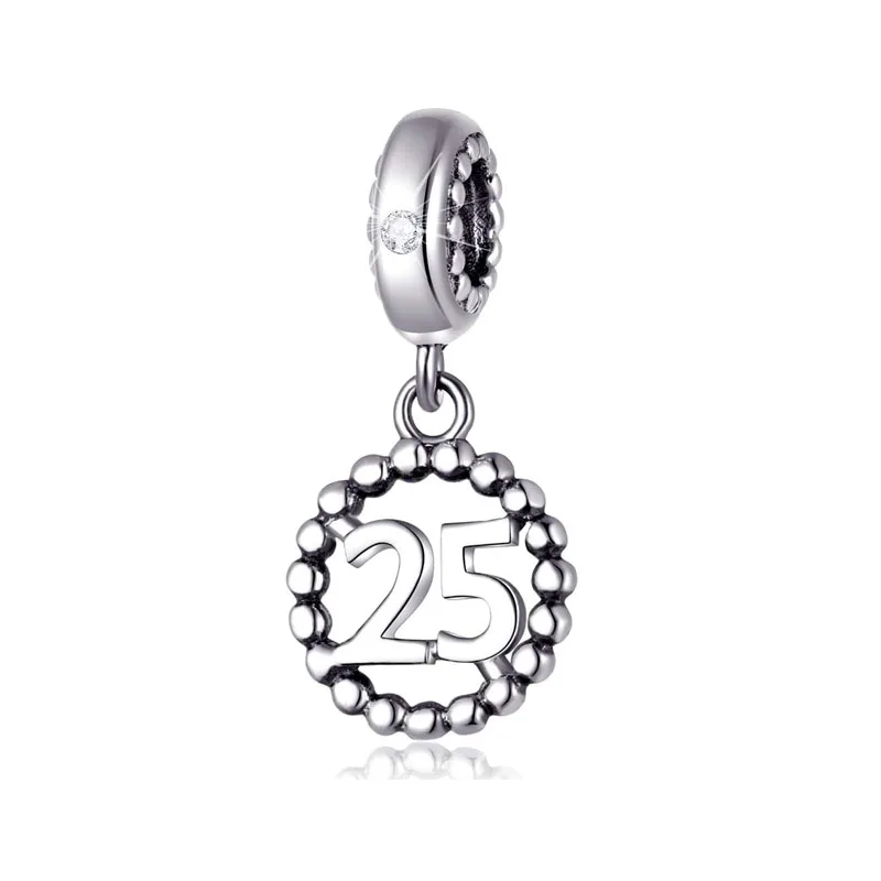 2024 Nieuwe 925 Zilver 12 25 50 Digitale hanger Charm Bead Fit Originele pan Armband Voor Gift vrouwen Sieraden