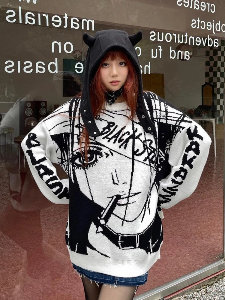 Amane Sweater Japanes Anime Loose Sweater Cosplay Costumes Misa Sweatshirts Harajuku Knit Oversize Tops Uniform Streetwear