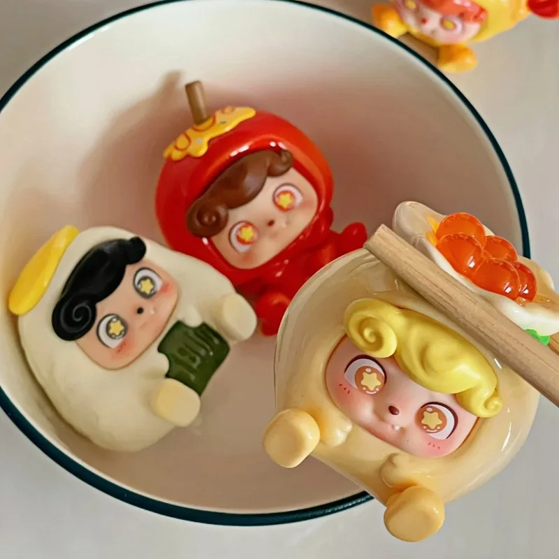 오리지널 Q.Kid Qbao 스트리트 스낵 시리즈 미니 빈 블라인드 박스 컬렉션 데스크탑 장식품 미스터리 박스 귀여운 액션 피규어 장난감 선물