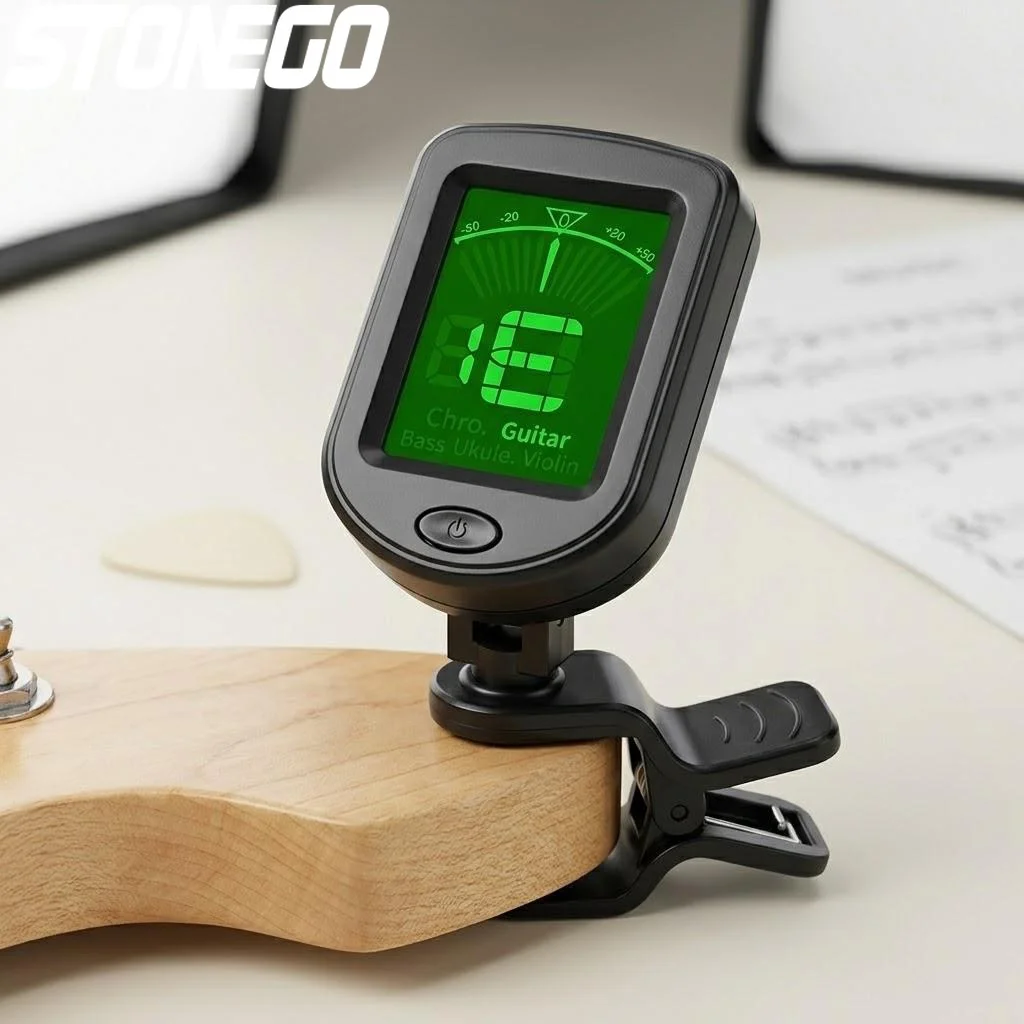 360 Rotatable Digital Guitar Tuner LCD Display Portable Universal Music Performance Practice