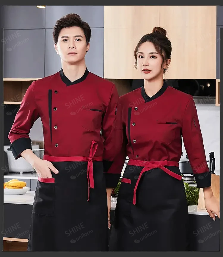 Restaurant Chef Jacket Long short Sleeve Hotel Cafe Kitchen Work Wear Bakery Cooking chef coat Tops Fast Food Chef Uniform men