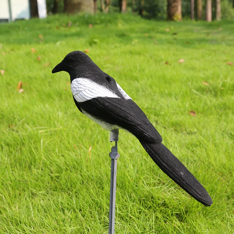 Figuras de animales de plástico 3D realistas, bandera de jardín de urraca, estatuilla de pájaro para el hogar, señuelos de cuervo que atraen corvos