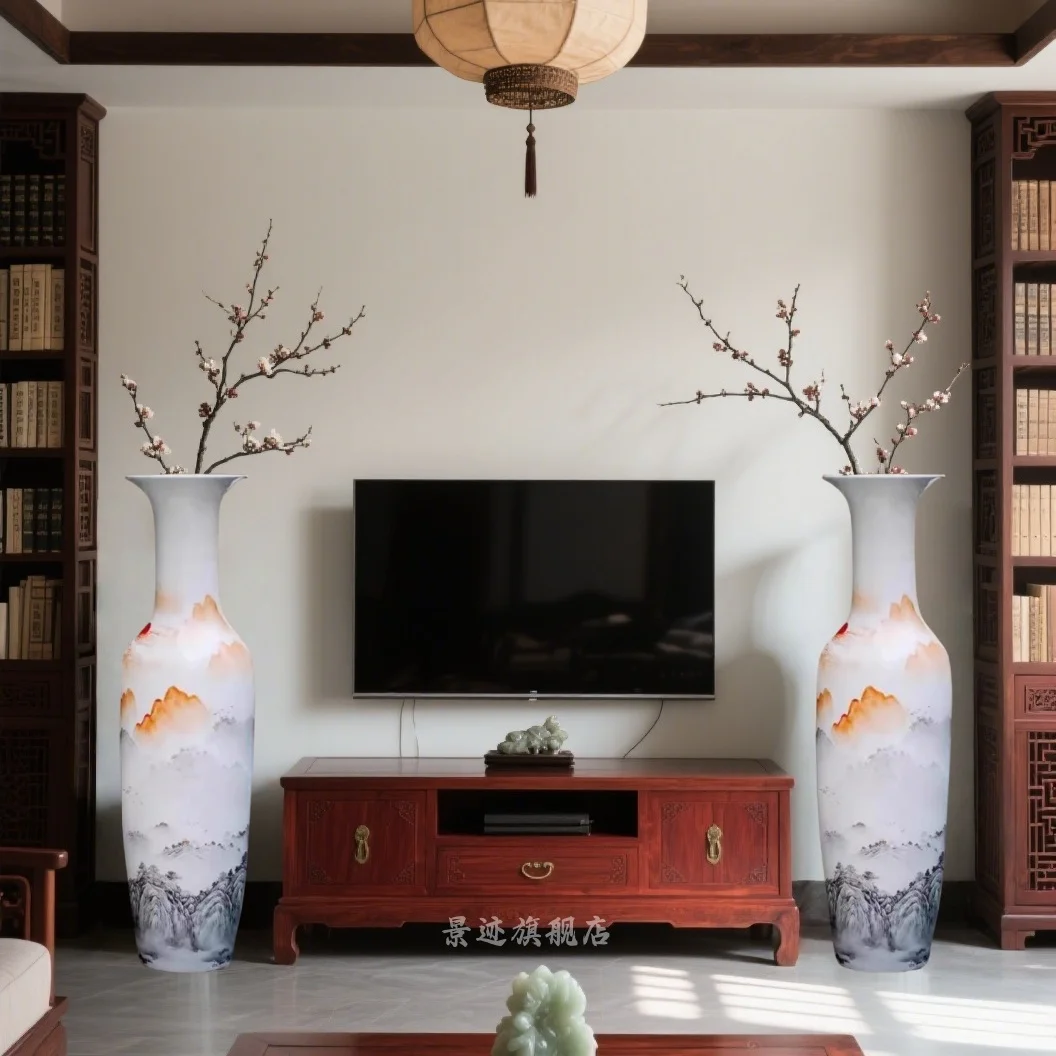 

LMM landscape painting floor-to-ceiling large vase, large living room pastel home ceramics opening gift