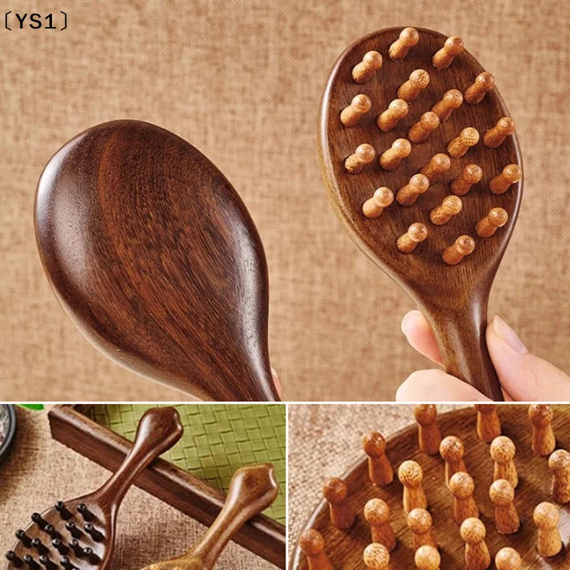 〔YS1〕Multi Functional Head Meridian Comb Detangling Long Hair Comb Thick Tooth Golden Sandalwood Scalp Massage Tool - view 2
