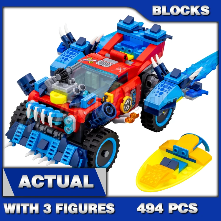 494pcs Dream Crocodile Car Super-fast Off-roader Rolling Wheels Truck Mini Boat 81458 Building Blocks toy Compatible With Model