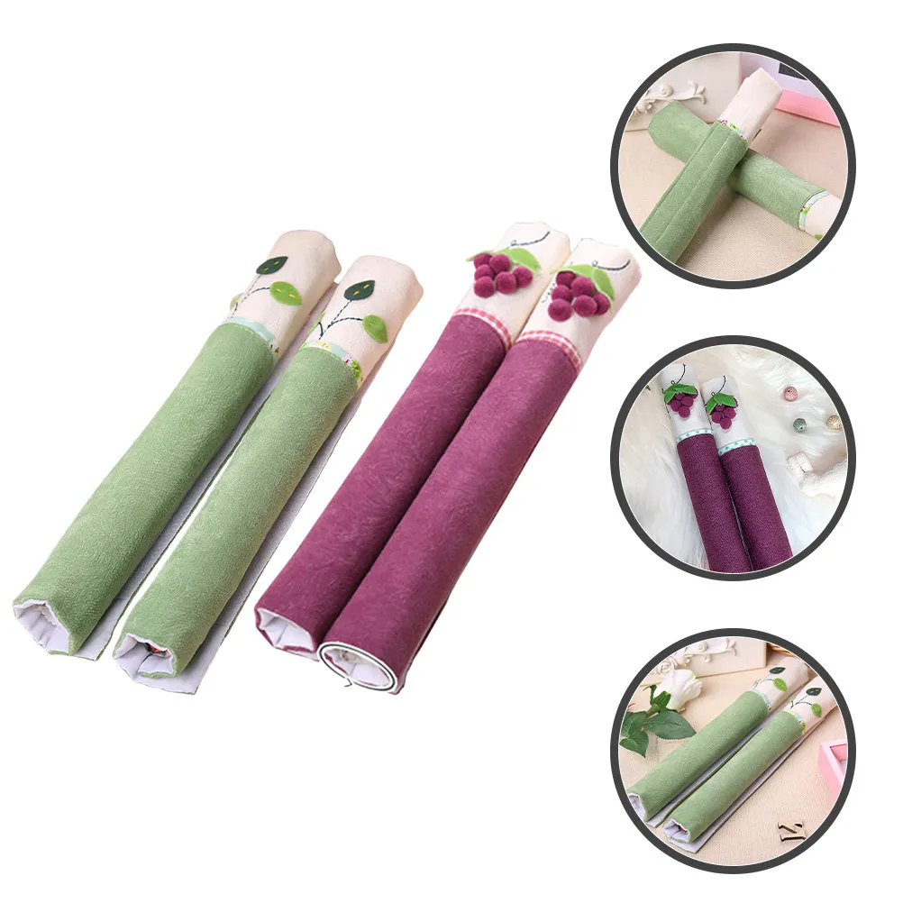 

2 Sets Refrigerator H Covers Fridge Door Kitchen Cloth Appliance Oven Freezer Dishwasher Purple Green Protective Clean