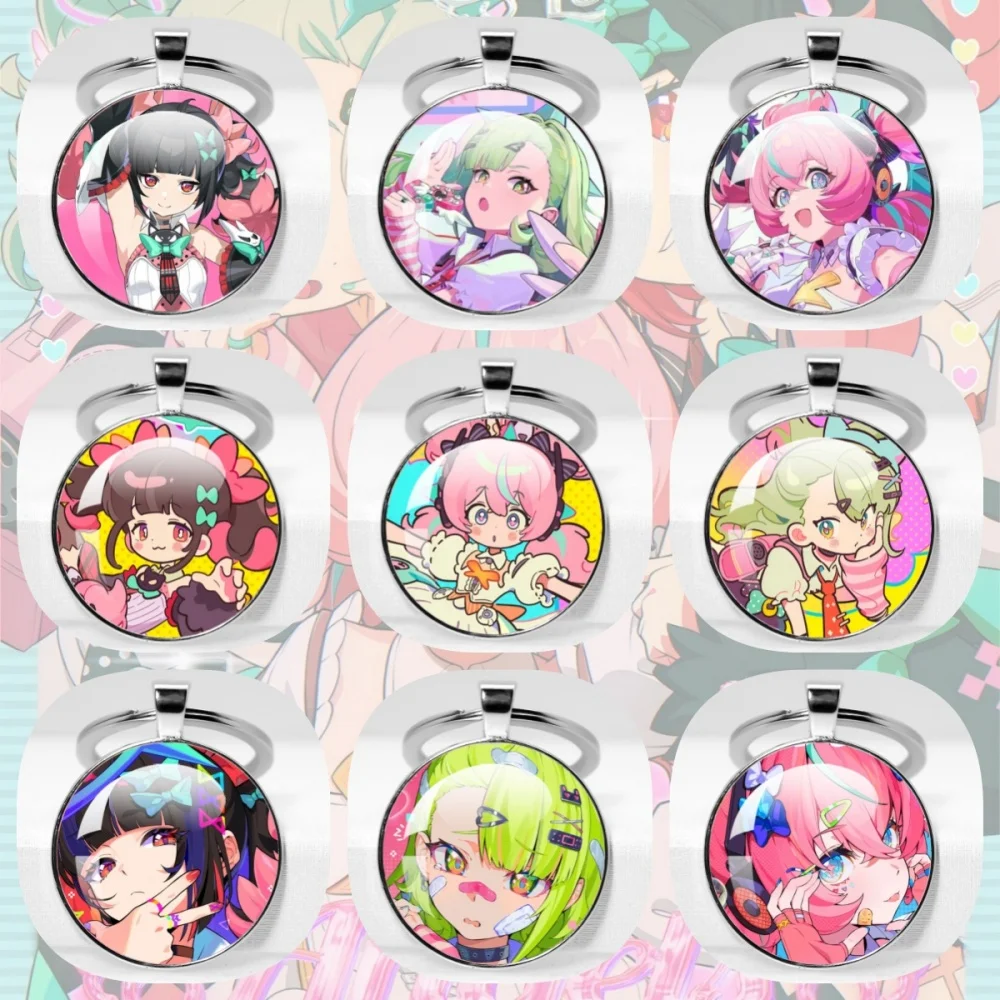 Game Zenless Zone Zero Angels of Delusion Sunna Aria Nangong Uha Cosplay 30mm Glass Cabochon Pendant Keychain Jewelry Fans Gift