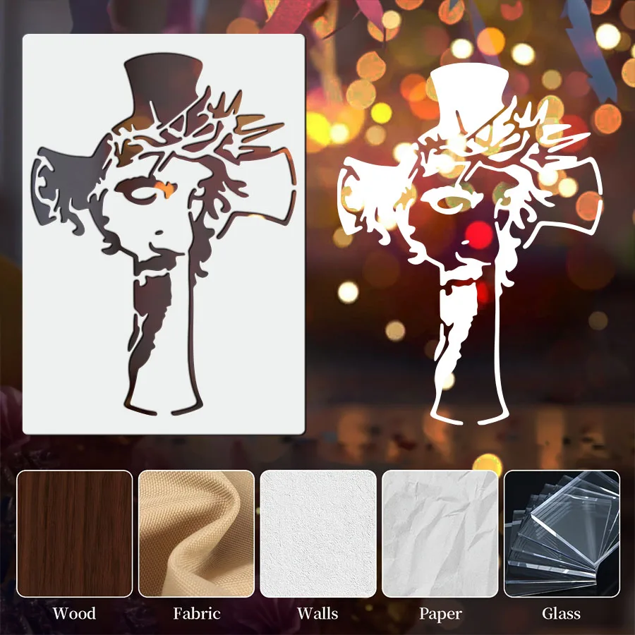 1pc 예수 십자가 그림 템플릿 예술적 디자인 기독교 기호 공예 용품