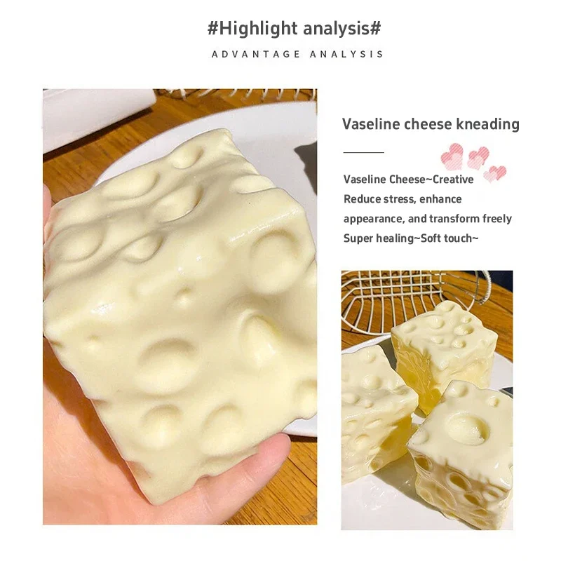 

Taba Squishy Cheese Cube Stress Ball Shapeable Squeeze Ball Non Rebound Sensory Fidget Toys for Kids and Adults Relaxing Gifts