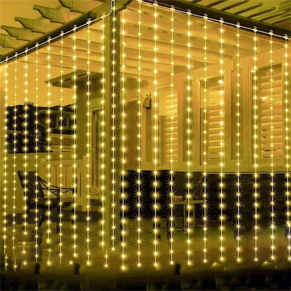 6 متر/3 متر في الهواء الطلق الشمسية الستار LED سلسلة أضواء عطلة جارلاند الإضاءة عيد الميلاد حديقة جناح الزفاف الديكور الجنية ضوء #6