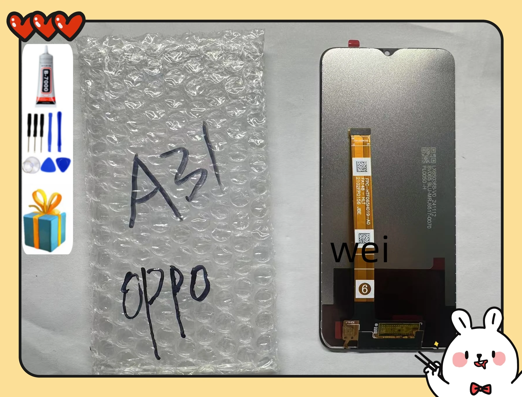 6.5“ Original For OPPO A31 LCD CPH2015, CPH2073, CPH2081, CPH2029, CPH2031 Display Touch Screen Digitizer For OPPO A31 2020 LCD