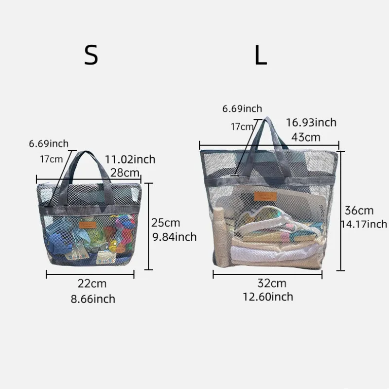 Beach Storage Bag Large Handheld Single Shoulder Swimming Pouch Large Capacity With Inner Network Folding Organizer Package