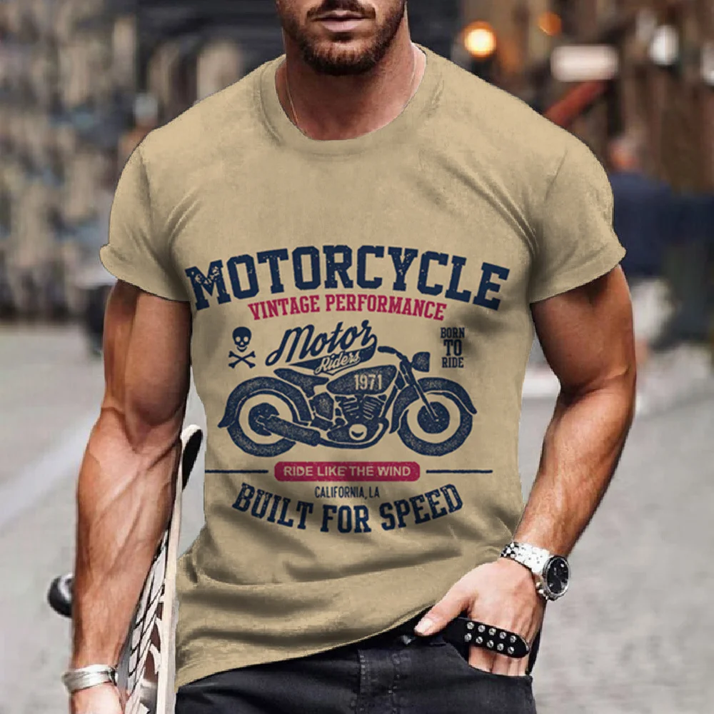 Vintage Men\'s T-Shirts 3d Motorcycle Printed T Shirts Motor Vehicle Graphic Tees Summer Casual Streetwear Oversized Men Clothing