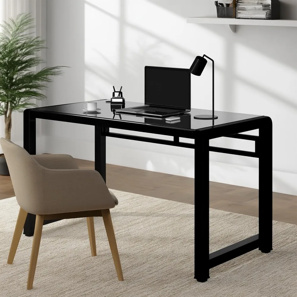 

Jerry & Maggie - Tempered Glass Computer Desk Strength Sturdy Surface Laptop Desk Dinning Cocktail Table USB Accessory Attribute