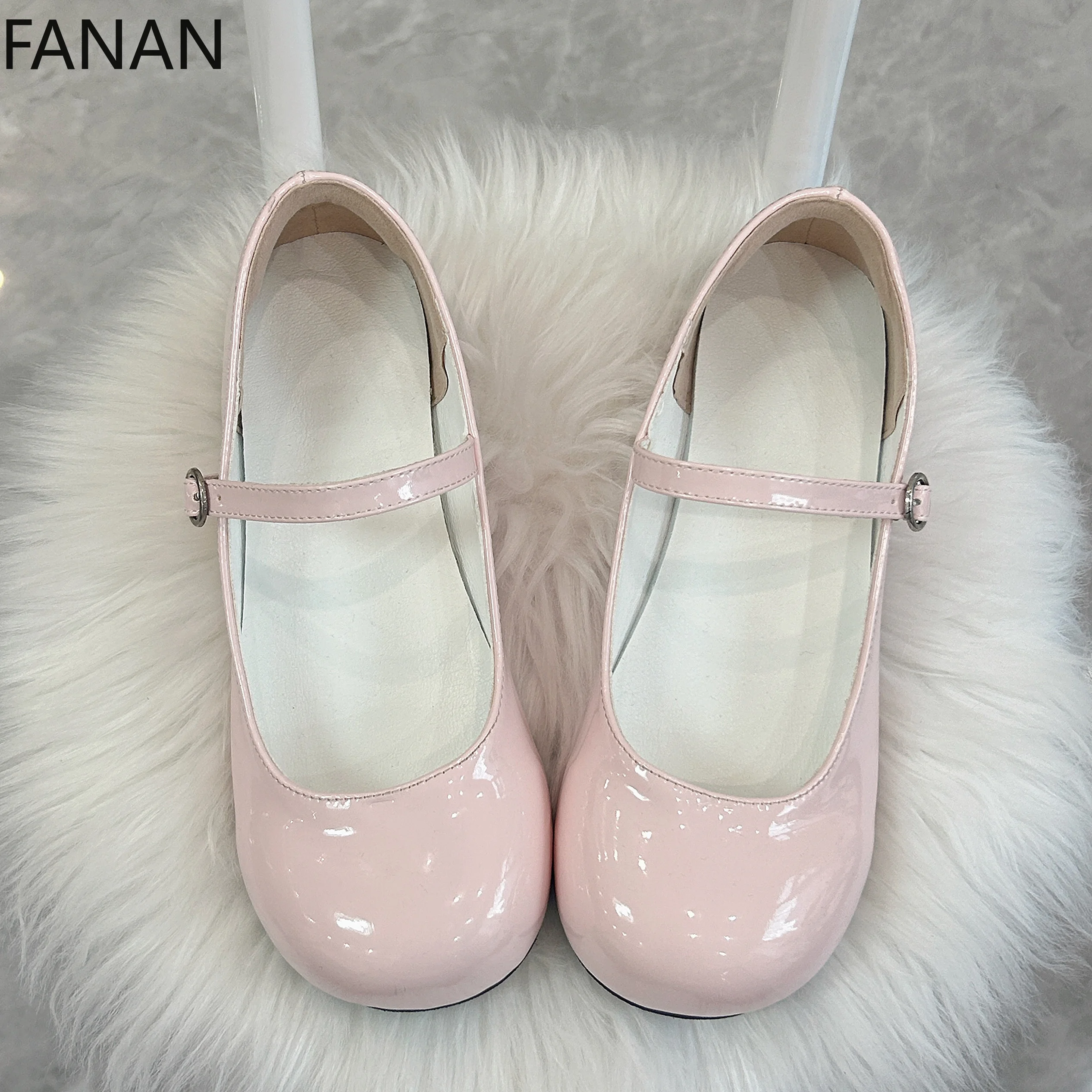 أحذية لوليتا الحلوة للنساء ذات نعل سميك وكعب صيفي ورأس مستدير لطيف كاجوال مسطح من جلد الأميرة ماري جين أحذية فردية