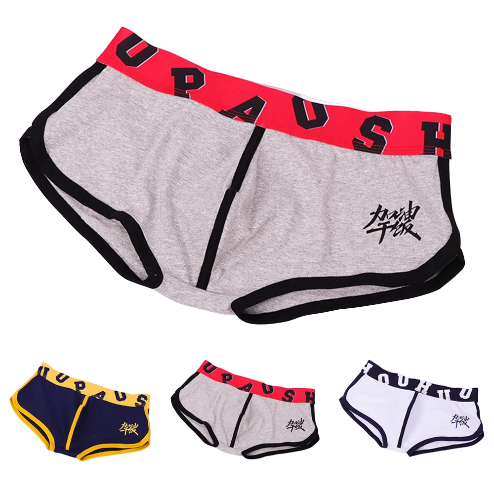 Men Underwear Cotton Sports Briefs Trunks Bulge Pouch Plus Size New Teenage Breathable Underpants Young Innerwear Boys