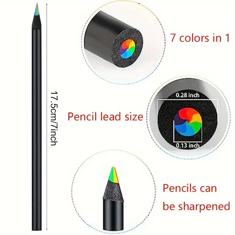 12pcs/Set Kawaii Rainbow Pencil 7 Colors Concentric Gradient Crayons Kids Gift Colored Pencils Art Painting Drawing Stationery