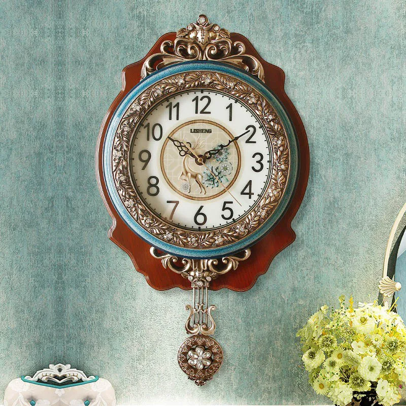 Creative Retro Wall Clock Living Room Bedroom Wall Decoration Clocks Pendant Nostalgic Ornaments Wall-mounted Clocks Pendulum