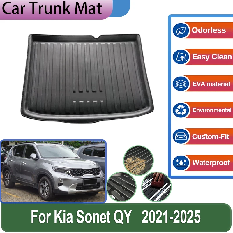 

Car Rear Trunk Mats For Kia Sonet QY Accessories 2021~2025 Waterproof Protective Liner Trunk Cargo Boot Carpet Car Accessories