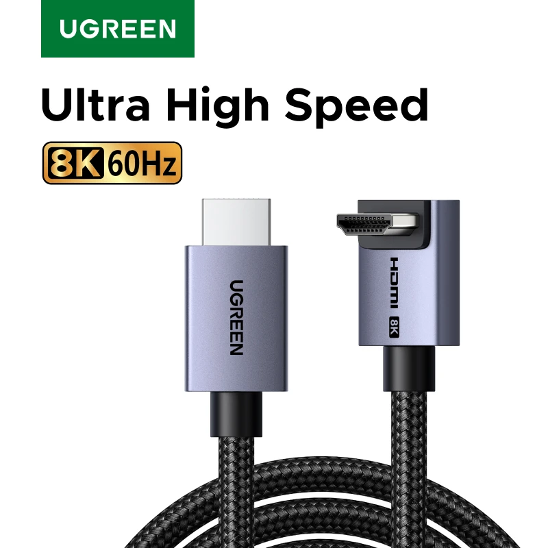 NEW! UGREEN HDMI 2.1 8K 60Hz Ultra High Speed Cable Right-angle Design HDMI Cable for PS5 Switch Supports Dolby Vision Cable