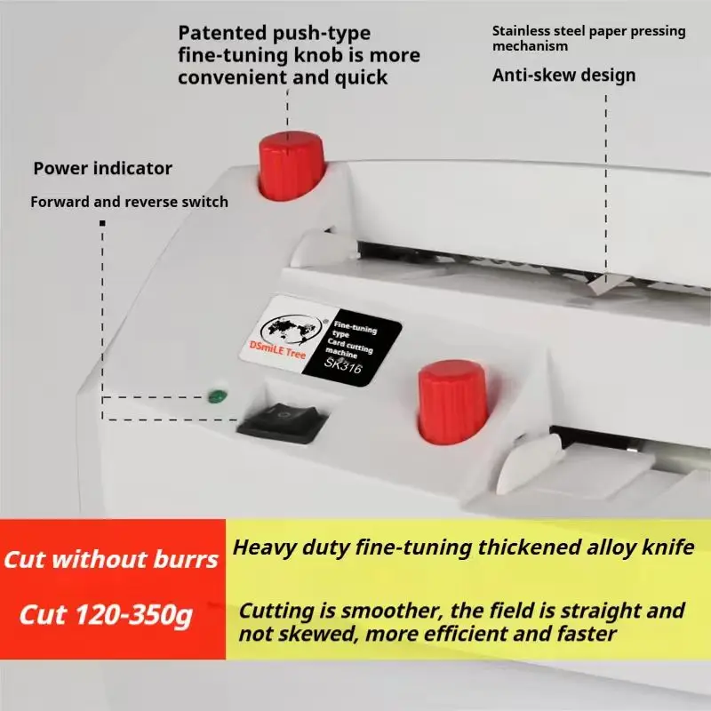 SK316 Electric Smart Business Card Cutter, Fine Adjustment Accuracy, No Paper Jam Micro Adjustment Function, 90*54mm Right Angle