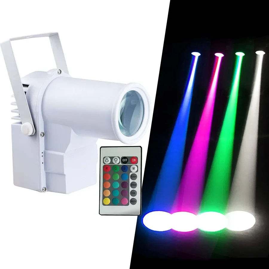 

Remote Control Pinspot Light RGB 10W LED Beam Pinspot Lamps Stage Effect Spotlight for Disco Mirror Ball Party Wedding Decor