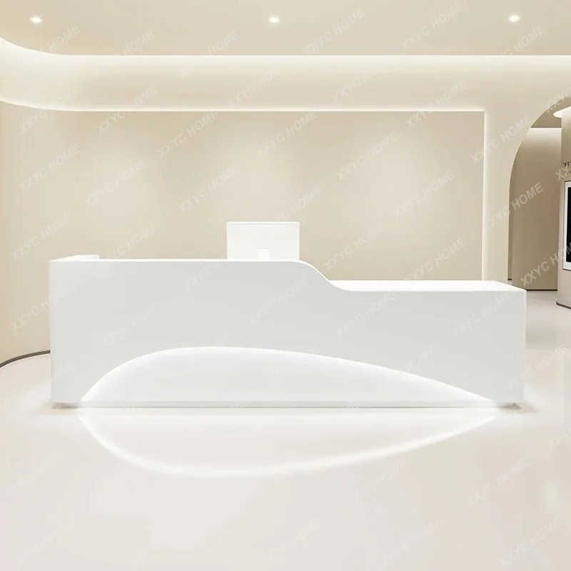 

JYAX40 Simple Modern Beauty Salon Checkout Page Solid Wood Baking Paint Reception Front Desk Customization