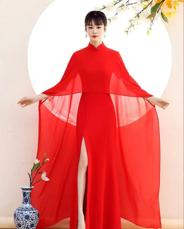 

Новое поступление, платье, новинка, женское платье Cheongsam, свадебное вечернее платье, винтажное классическое платье Ципао на пуговицах, драматический костюм, платье