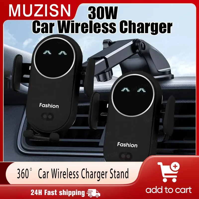 360 ° تدوير الأشعة تحت الحمراء التعريفي موضة جبل سريع سيارة شاحن لاسلكي حامل آيفون 16 15 14 برو ماكس سامسونج غالاكسي S24 #1