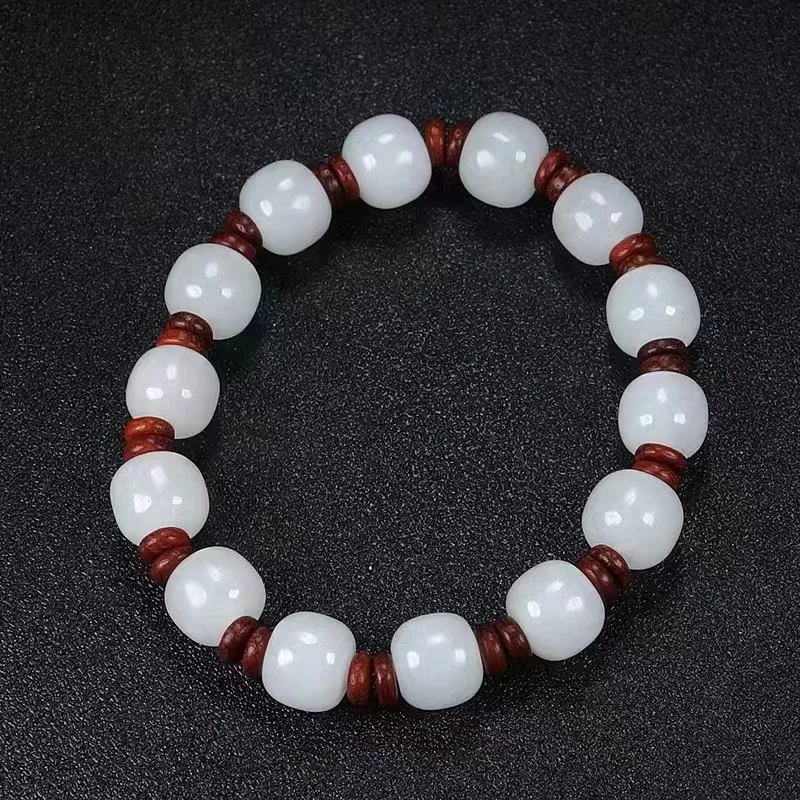 

Hetian White Jade Buddha Women'S Temperament Round Beads Bracelet To Give Mom