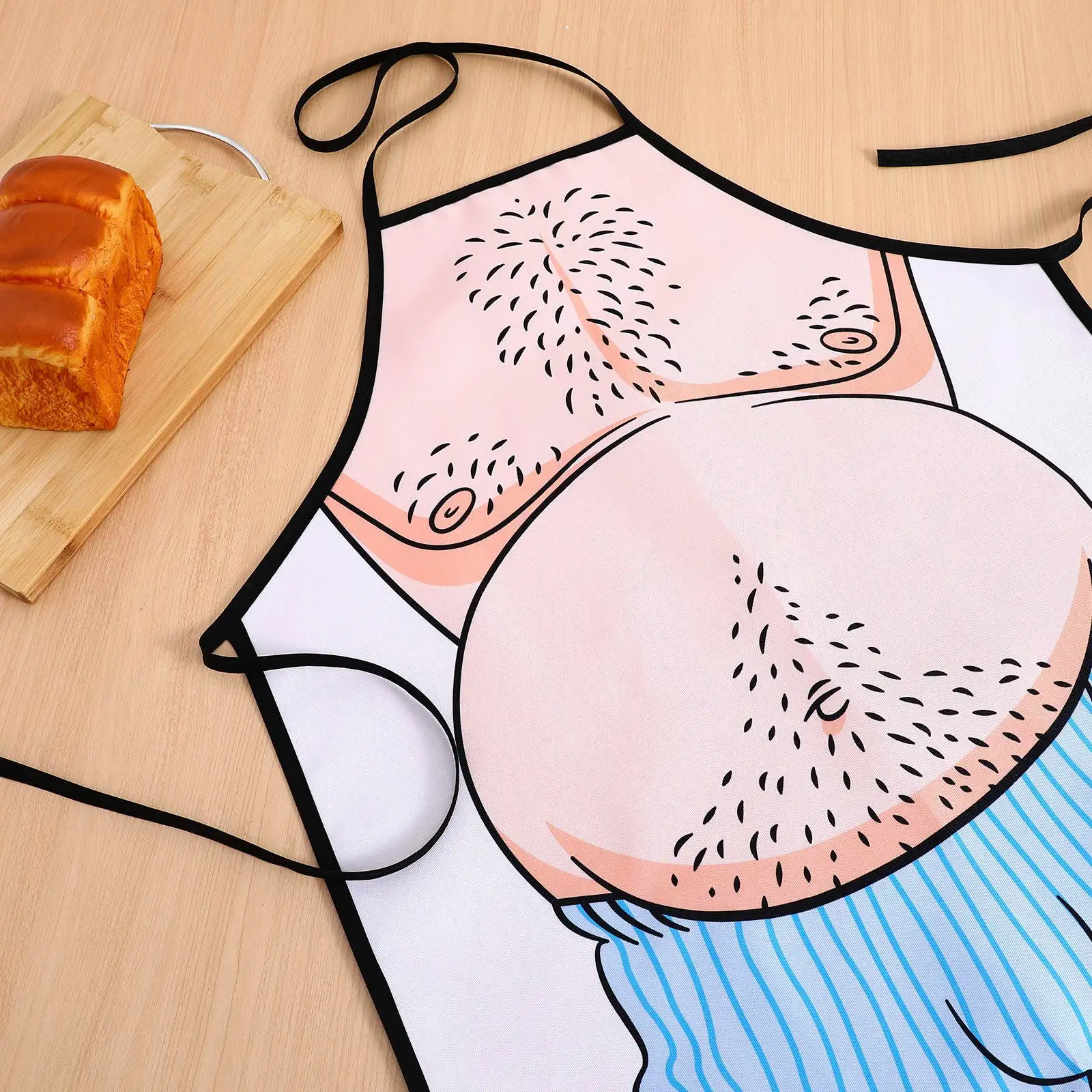 Sleeveless Funny Apron Wacky Belly Man Print Twill Fabric Machine Washable for Cooking Grilling Outdoor Bbq Baking Kitchen