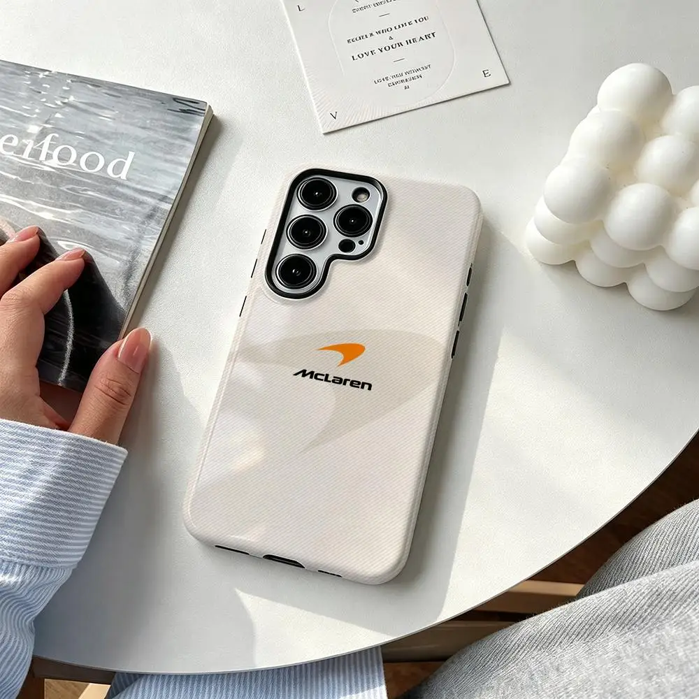 Fashion Super M-Mclarenes-S Phone Case For Samsung Galaxy S25 S24 S23 S22 S21 Plus Ultra 2-in-1 Glossy shell