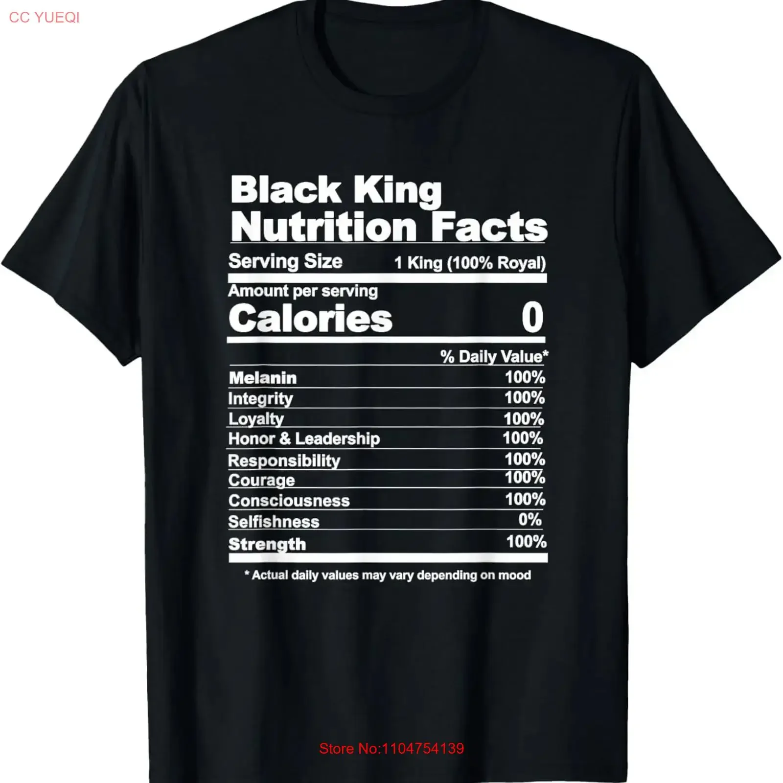 Black King nutritional facts T Shirt vintage Washed Soft homme fashion Breathable Slightly Casual Versatile designer clothes