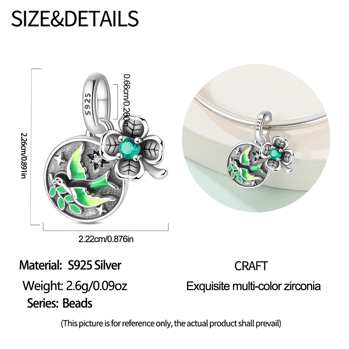 Charms Swallow Bird Four Leaf Clover Spring Beads Fit Charms 925 Silver Bracelets for Women Vintage  Lucky Jewelry Making Diy