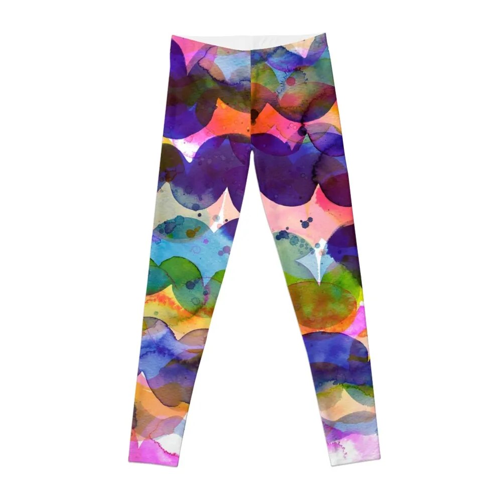 

Abstract waves sunset watercolor painting - Colorful tidal Leggings sports for joggers for Womens Leggings