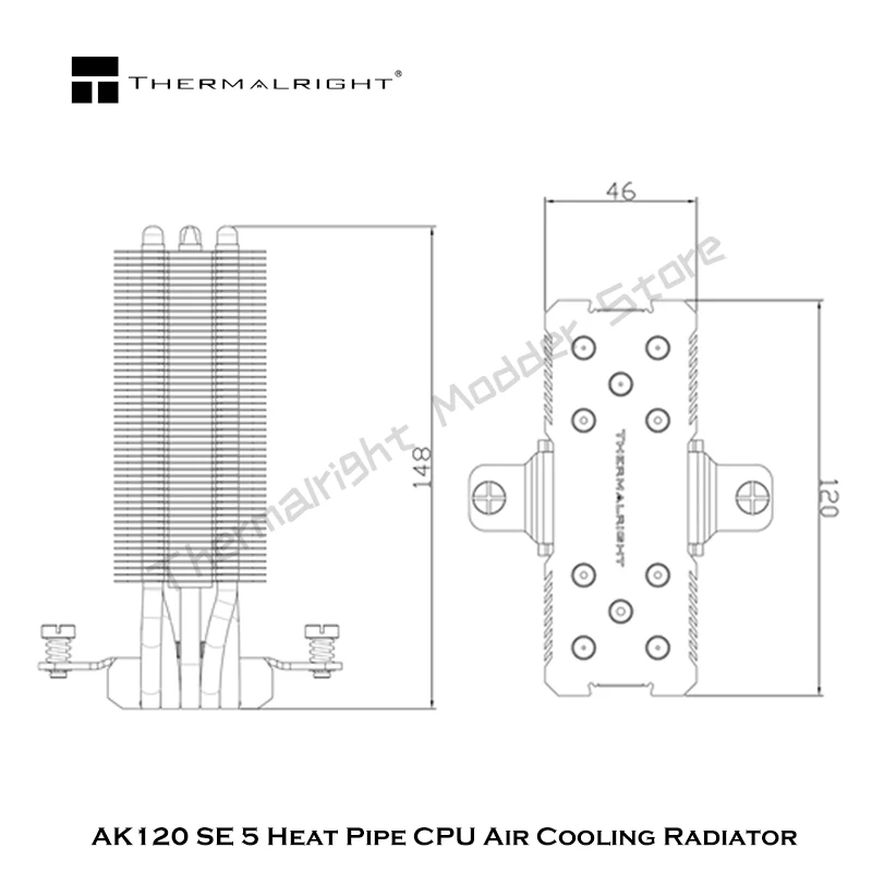 Thermalright AK120 SE 5 Heatpipe CPU Làm Mát Không Khí Tản Nhiệt Hỗ Trợ LGA1700/115X/1200/AM4, tháp CPU Tản Nhiệt PWM