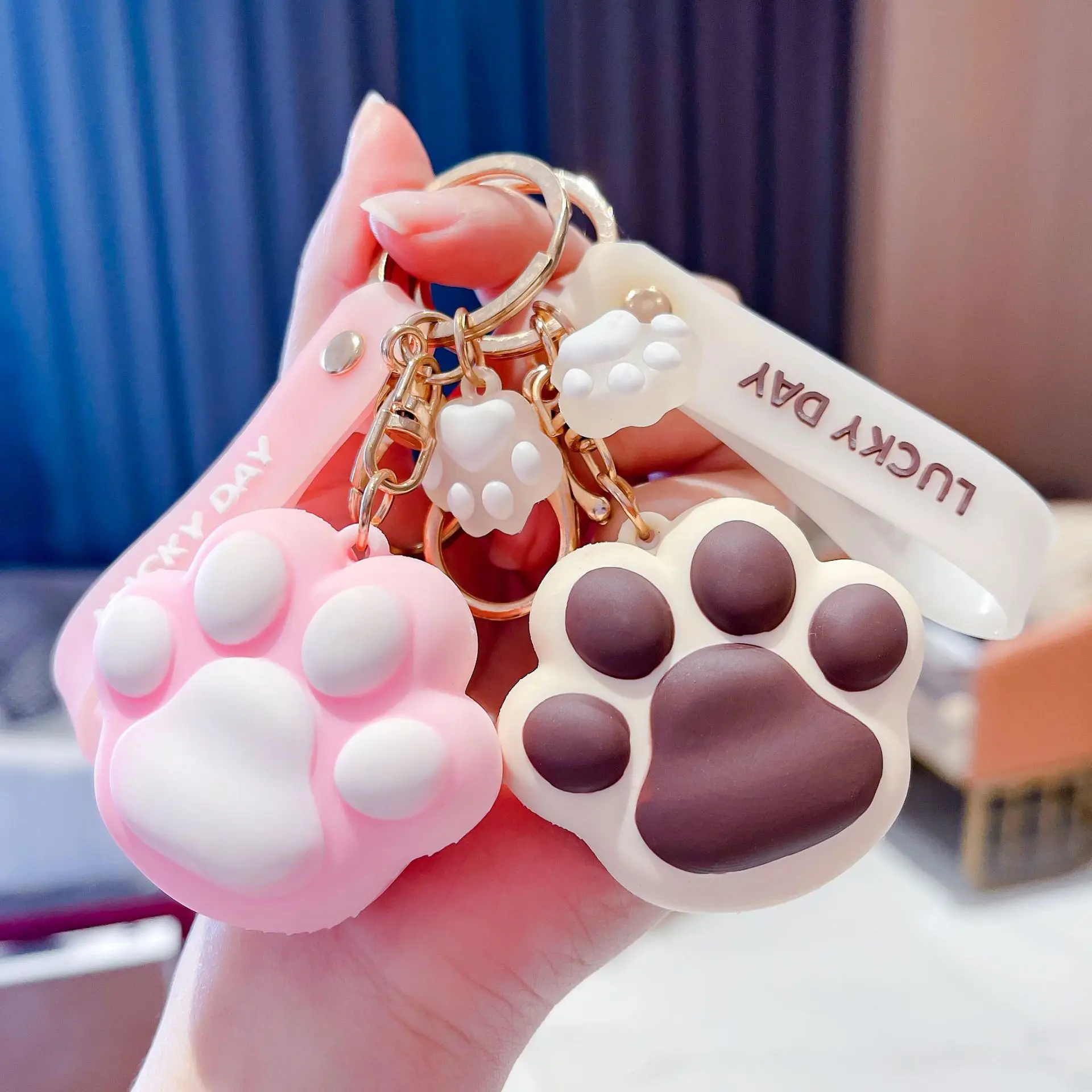 Porte-monnaie griffe de chat de dessin animé pour femmes et filles, porte-clés patte de chat en silicone, griffe d'animal Kawaii avec porte-clés, sac à main, portefeuille, cadeau de décoration