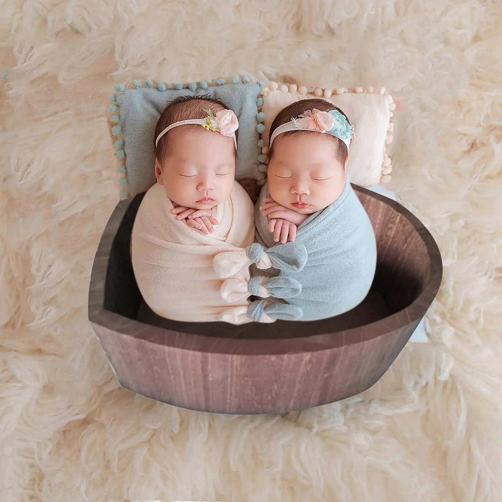 Newborn Infants Photography Props Wooden Bathtub Heart Shape Baby Cot Crib