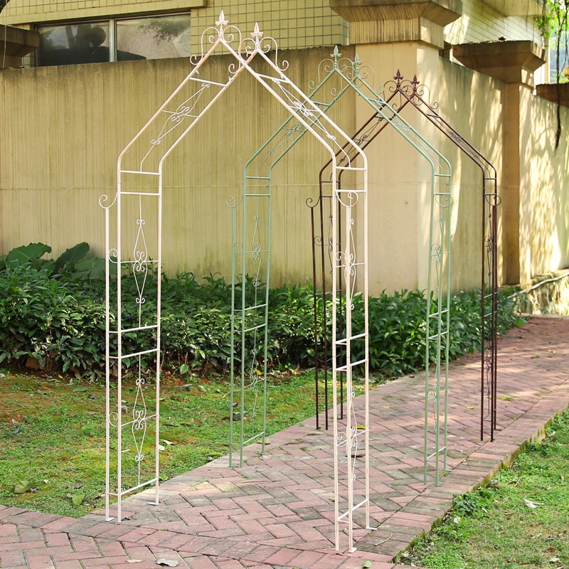 

American wrought iron courtyard arch flower stand plant climbing vine stand terrace garden bed and breakfast tray bracket