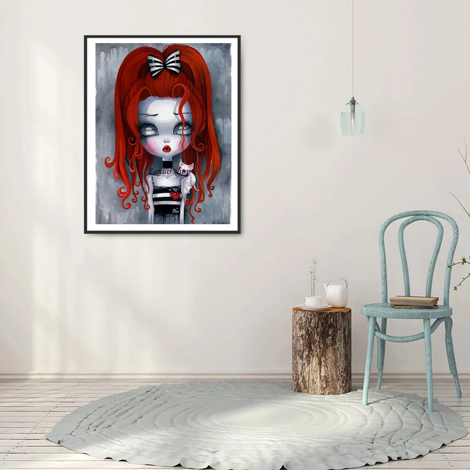 Empty Eyes Doll Diy Diamond Painting Vampire Girl Cross Stitch Kits Diamond Embroidery 5D Diamond Mosaic art home Decoration