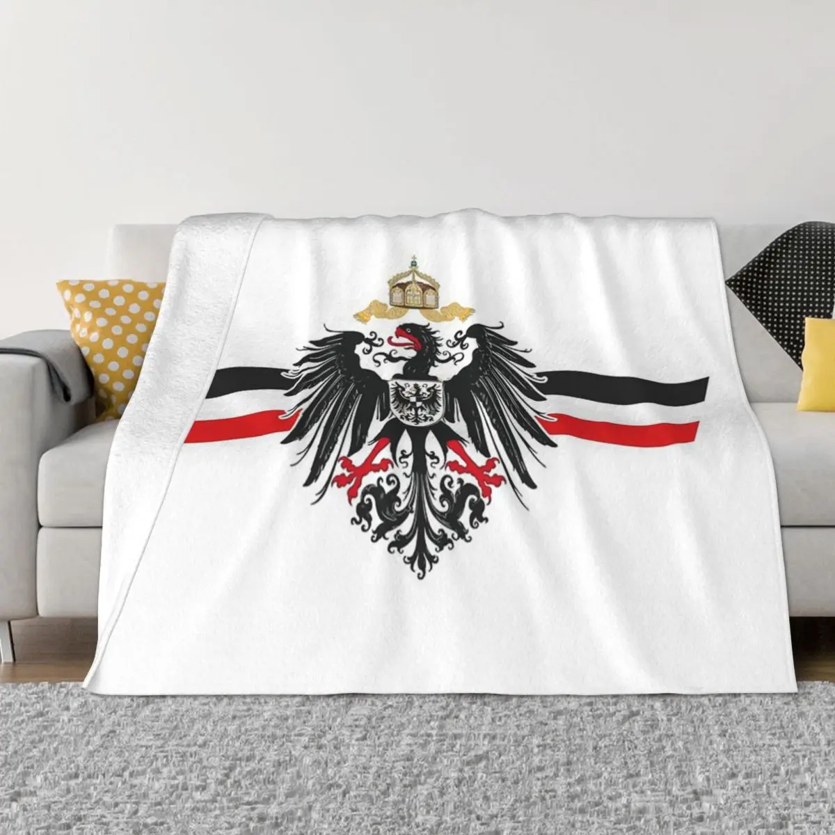 German Empire Flag Imperial Eagle Blanket Germany Wool Throw Blanket Airplane Travel Decoration Ultra-Soft Warm Bedspreads