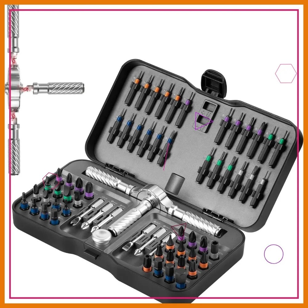 

Набор магнитных отверток с храповым механизмом 66 в 1 со стальными битами S2, гибким валом для ремонта и ремонта своими руками