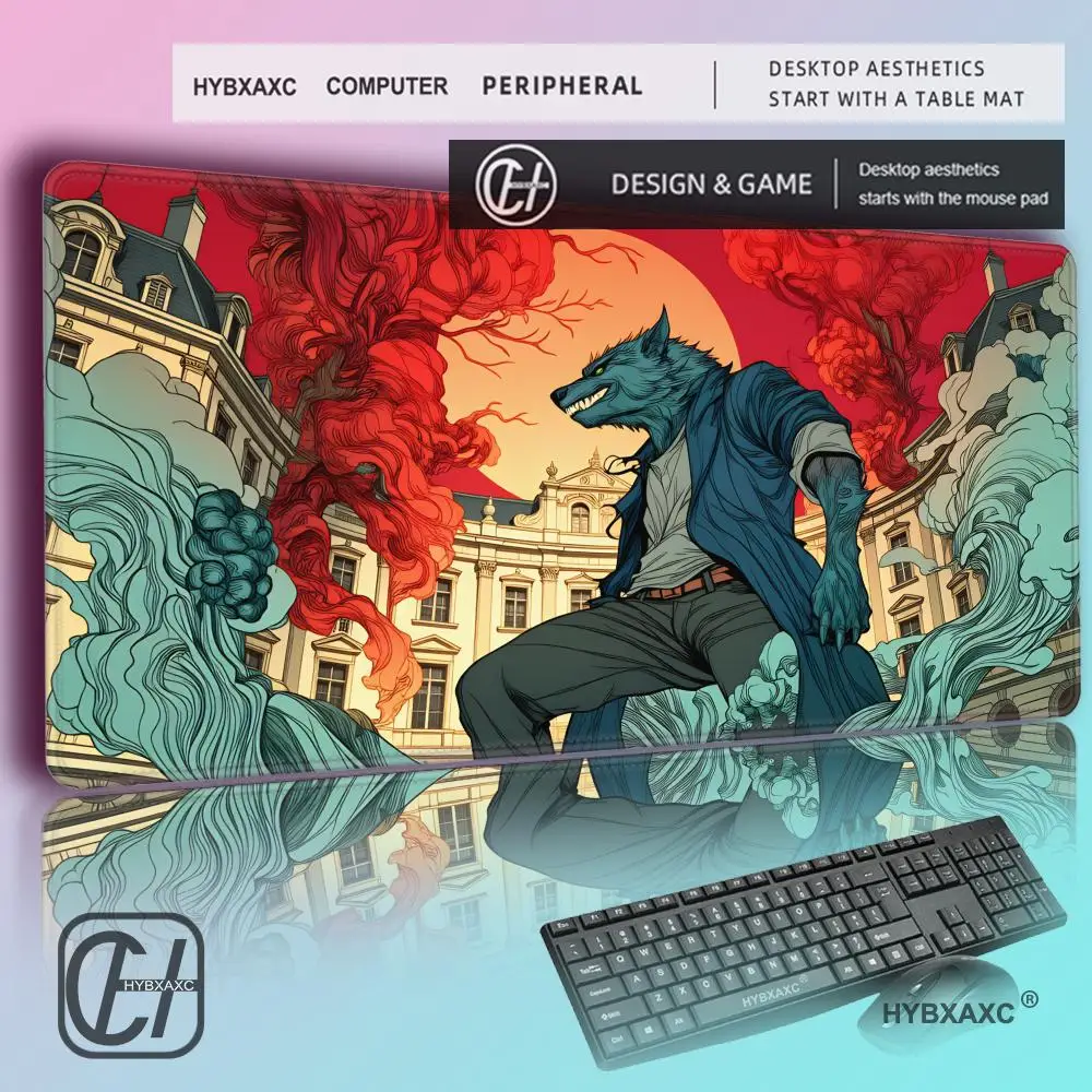 HYBXAXC Absurdist Cowboy Cat Riding Magic Party Game Mat Durable Rubber for MTG&TCG Games MousePad Desk Mats Friendly Design