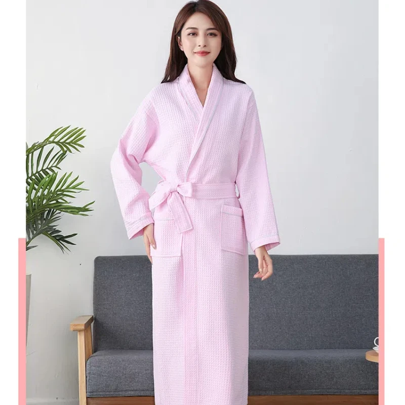 Men Women Couple Nightgown Hotel Bathrobes 100% Cotton Bath Robe Water Sucking Nightrobe Sleepwear Home Bathrobe Hotel Robe